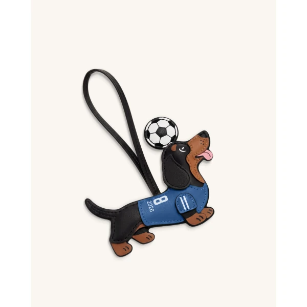 JW PEI World Cup Dachshund Soccer Jersey Bag Charm in Blue | Bag Charms | Coveti