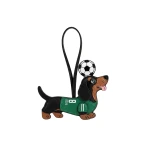 JW PEI World Cup Dachshund Soccer Jersey Bag Charm in Green | Bag Charms | Coveti
