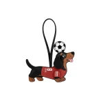 JW PEI World Cup Dachshund Soccer Jersey Bag Charm in Red | Bag Charms | Coveti