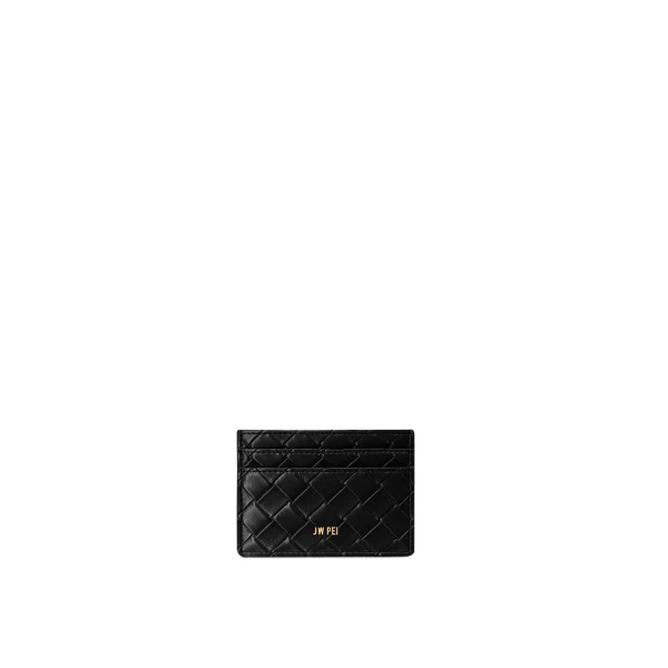JW PEI Woven Texture Card Holder in Black | Wallets & Purses | Coveti