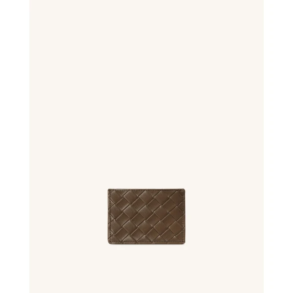 JW PEI Woven Texture Card Holder in Cocoa Brown | Wallets & Purses | Coveti