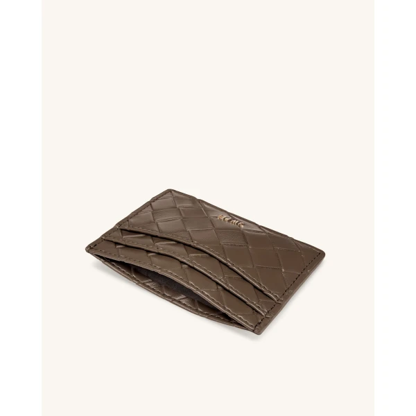 JW PEI Woven Texture Card Holder in Cocoa Brown | Wallets & Purses | Coveti