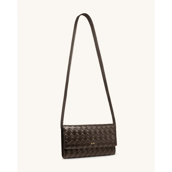JW PEI Woven Texture Flap Wallet in Chocolate | Wallets & Purses | Coveti