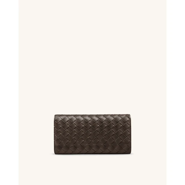 JW PEI Woven Texture Flap Wallet in Chocolate | Wallets & Purses | Coveti