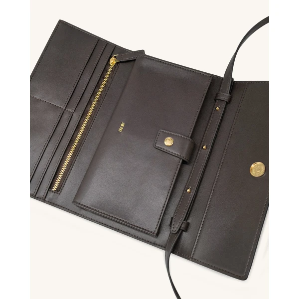 JW PEI Woven Texture Flap Wallet in Chocolate | Wallets & Purses | Coveti