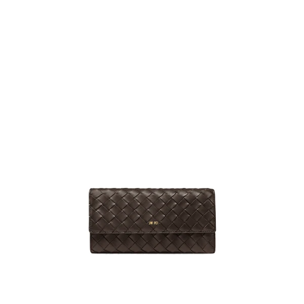 JW PEI Woven Texture Flap Wallet in Chocolate | Wallets & Purses | Coveti