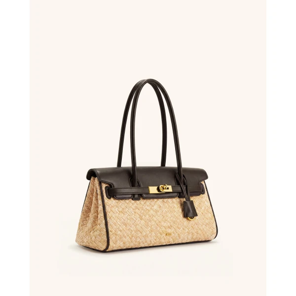 JW PEI Yara Faux Straw Shoulder Bag in Brown | Shoulder & Crossbody Bags | Coveti