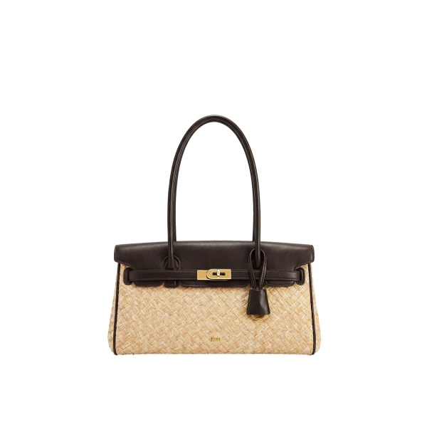 JW PEI Yara Faux Straw Shoulder Bag in Brown | Shoulder & Crossbody Bags | Coveti
