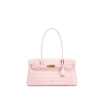 JW PEI Yara Shoulder Bag in Sakura Pink Croc | Shoulder & Crossbody Bags | Coveti