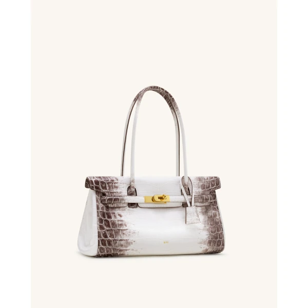 JW PEI Yara Shoulder Bag in White Croc | Shoulder & Crossbody Bags | Coveti
