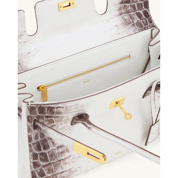 JW PEI Yara Shoulder Bag in White Croc | Shoulder & Crossbody Bags | Coveti