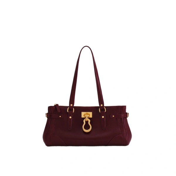 Yvette Elongated Tote Bag in Burgundy