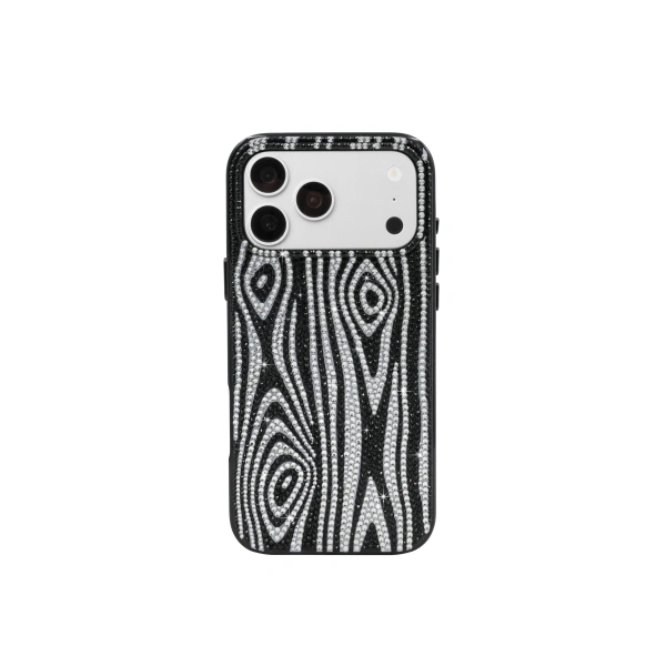Zebra Rhinestone Phone Case in Black