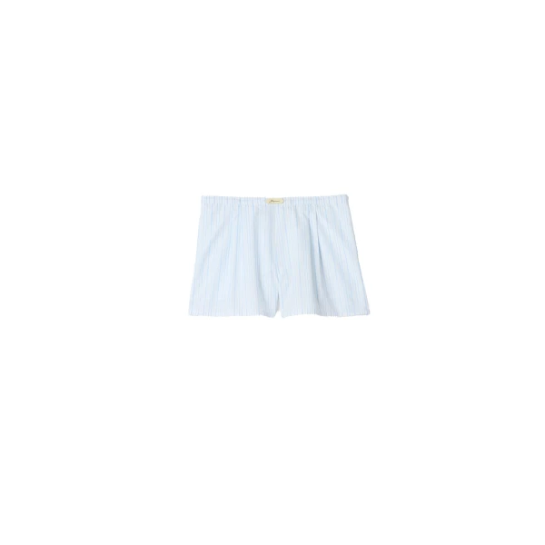 The Amelo Shorts in Stripe Logo Light Blue and White