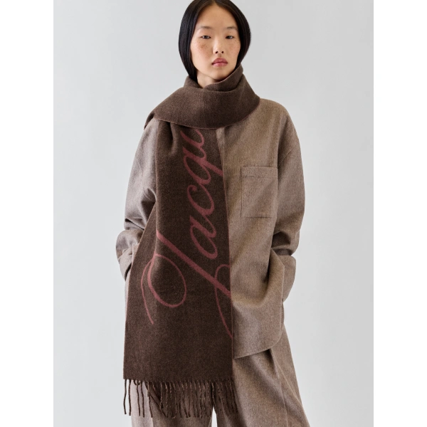 Jacquemus The Atelier Scarf in BURGUNDY HERRINGBONE | Scarves | Coveti