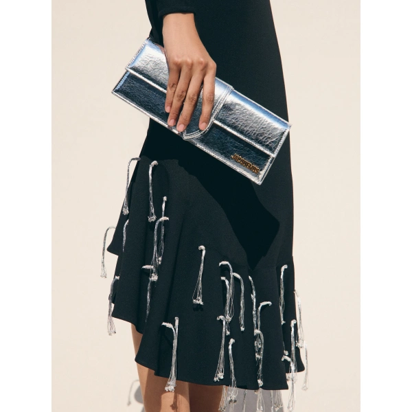 Jacquemus The Bambino Clutch in Silver | Clutch Bags | Coveti