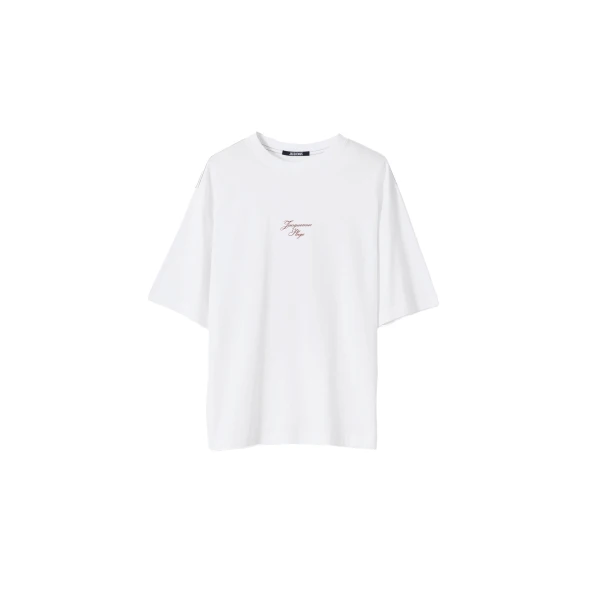 The Bateau T-Shirt in Embroidery Red and White Sails
