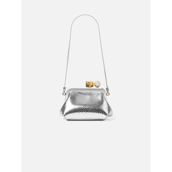 silver shoulder bag