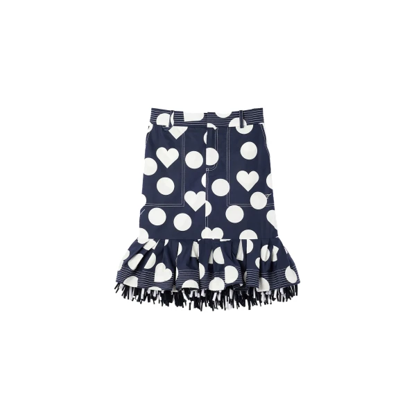 The Cabana Skirt in Prints Dots Navy Heart