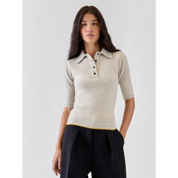 Jacquemus The Cachemire Polo Shirt in Light Beige | Tops | Coveti