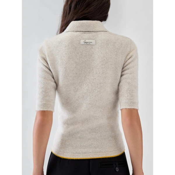 Jacquemus The Cachemire Polo Shirt in Light Beige | Tops | Coveti