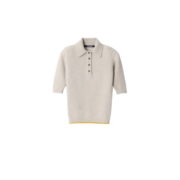 The Cachemire Polo Shirt in Light Beige