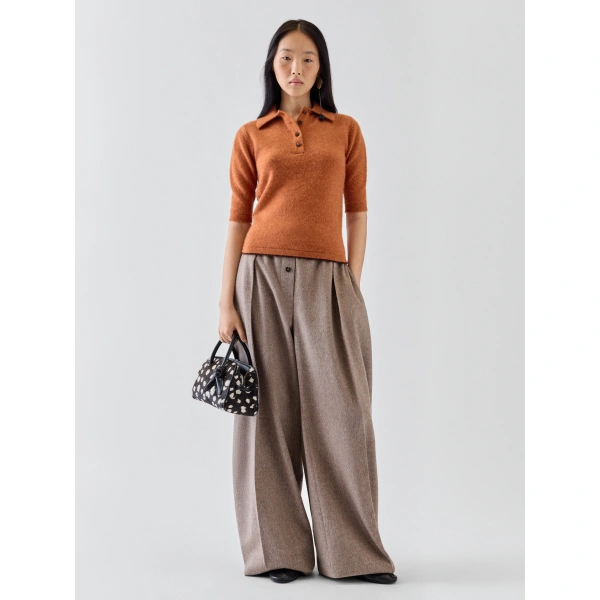 Jacquemus The Cachemire Polo Shirt in Terracotta | Tops | Coveti