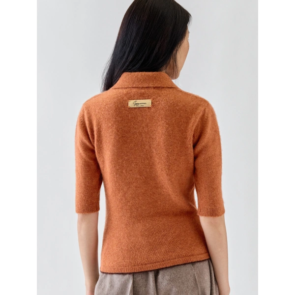 Jacquemus The Cachemire Polo Shirt in Terracotta | Tops | Coveti