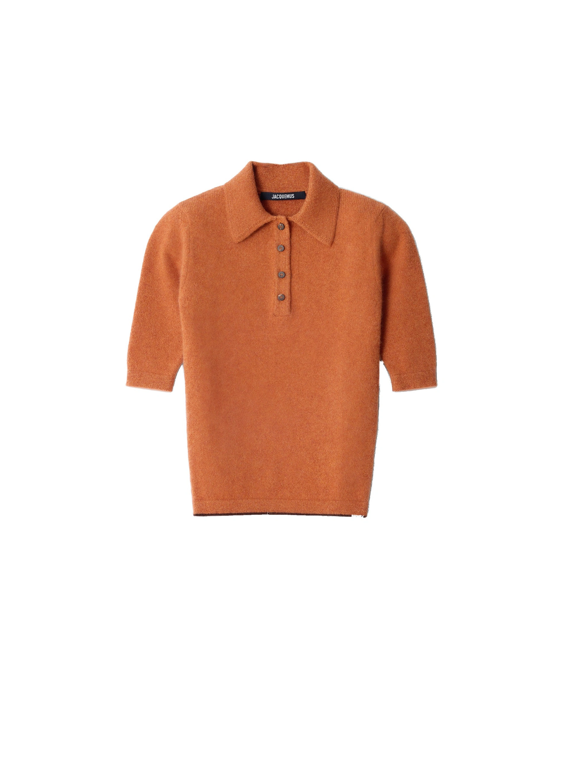 Jacquemus The Cachemire Polo Shirt in Terracotta Jacquemus The Cachemire Polo Shirt in Terracotta | Tops | Coveti