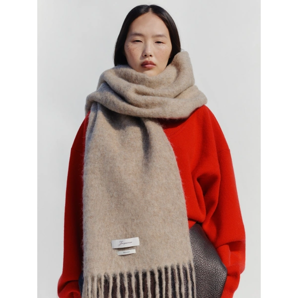 Jacquemus The Carro Scarf in Taupe | Scarves | Coveti