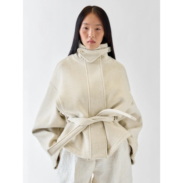 Jacquemus The Ciro Coat in Off-White | Wool Coat | Coveti