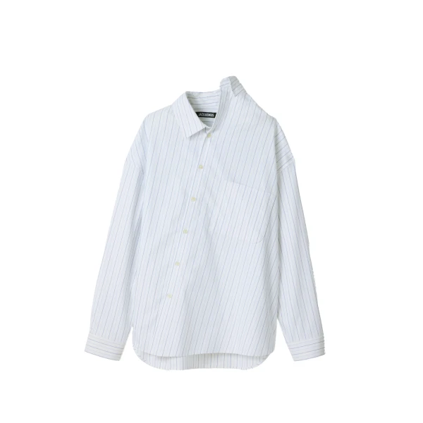 The Cuadro Shirt in Stripe White and Blue