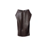 Jacquemus The Cubisto Leather Skirt in Dark Brown | Leather Skirts | Coveti