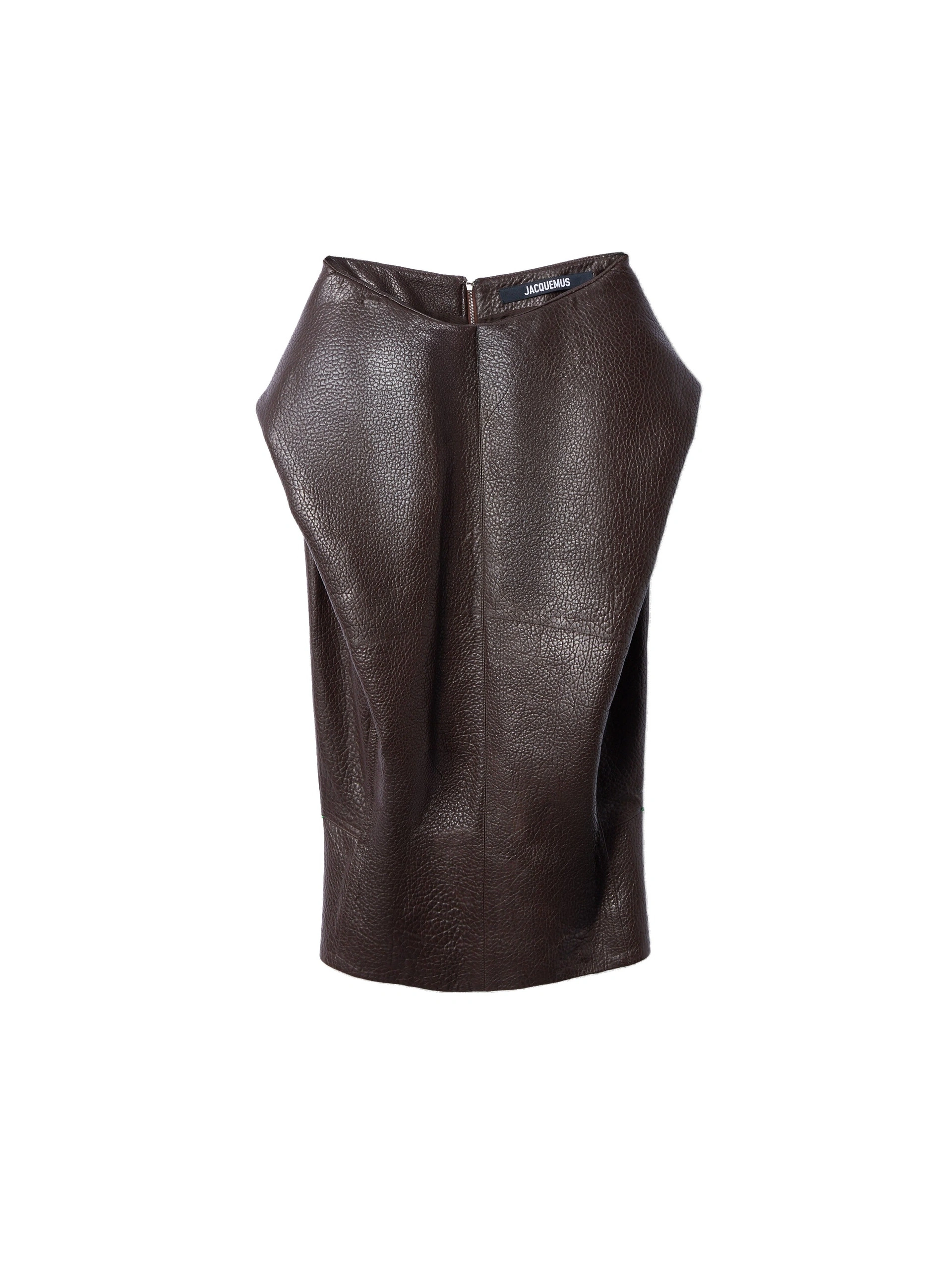 Jacquemus The Cubisto Leather Skirt in Dark Brown Jacquemus The Cubisto Leather Skirt in Dark Brown | Leather Skirts | Coveti