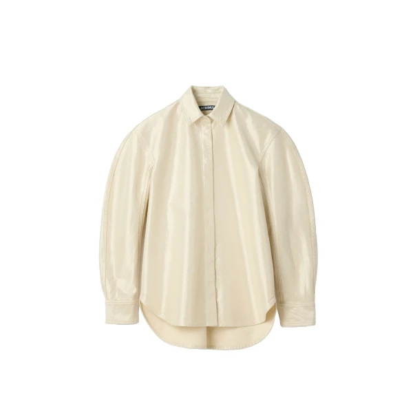 The De-Nimes Citta Denim Shirt in Off-White and Silver