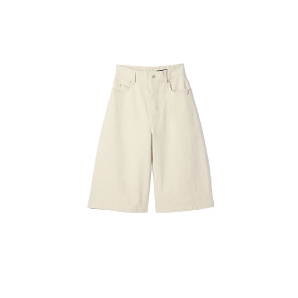 The De-Nimes Large Denim Shorts in Off-White