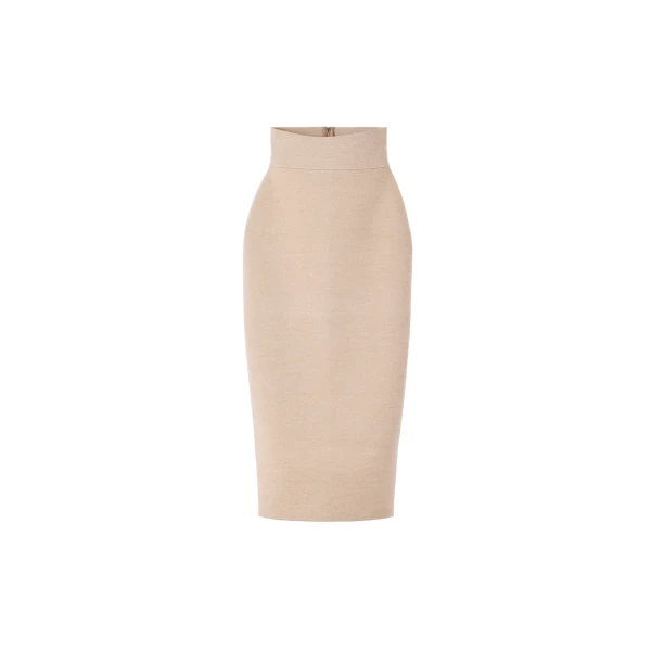 The Doppio Knit Skirt in Multi-Beige