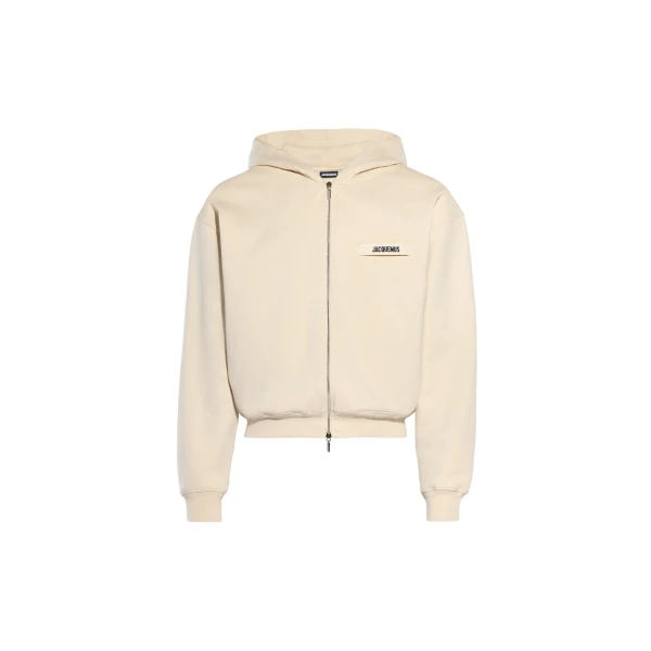 The Gros Grain Zipped Hoodie in Beige