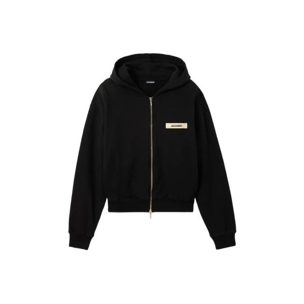 The Gros Grain Zipped Hoodie in Black