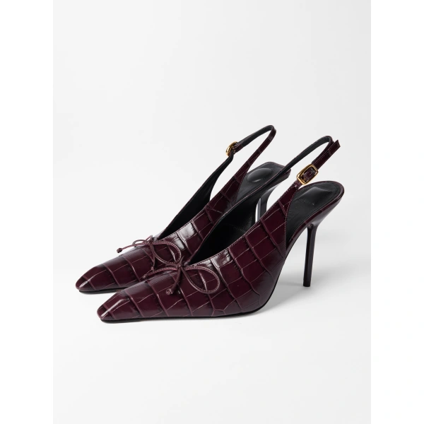 Jacquemus The High Cubisto Mules in Dark Burgundy | Mules | Coveti