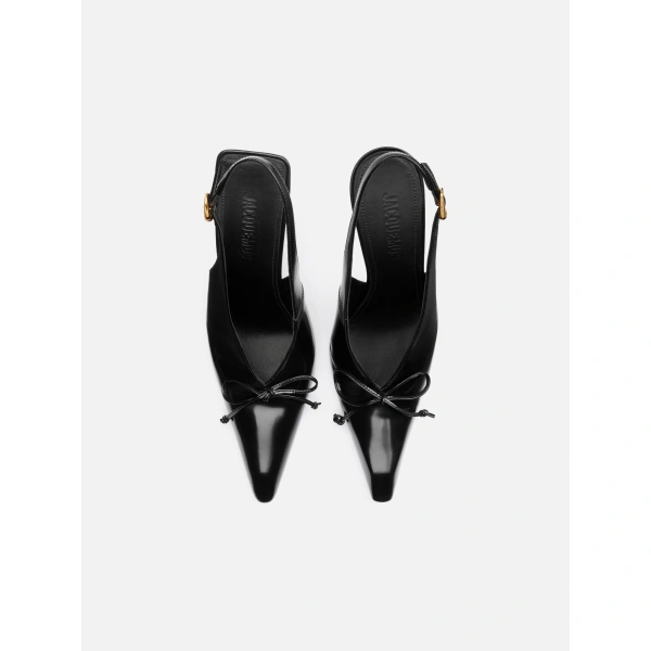 Jacquemus The High Cubisto Slingbacks in Black | Slingbacks | Coveti