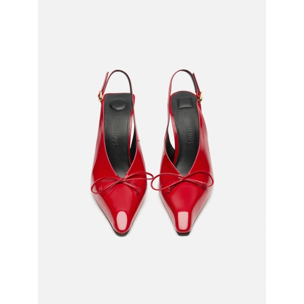 Jacquemus The High Cubisto Slingbacks in Red | Slingbacks | Coveti