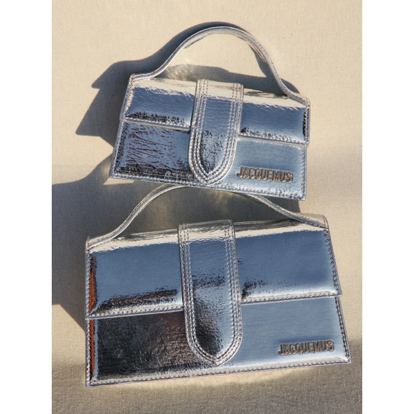 Jacquemus The Large Bambino Bag in Silver | Shoulder & Crossbody Bags | Coveti