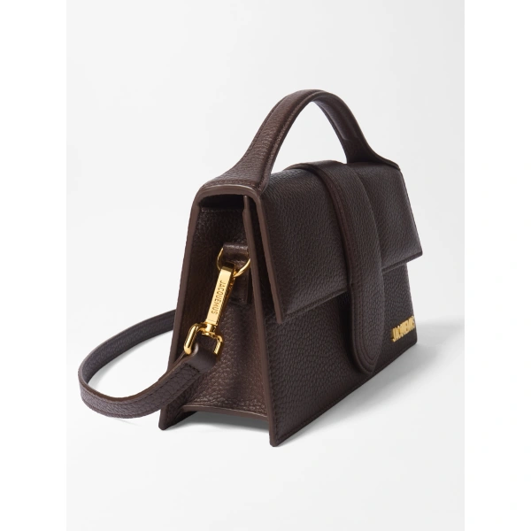Jacquemus The Large Bambino Grained Bag in Dark Brown | Shoulder & Crossbody Bags | Coveti
