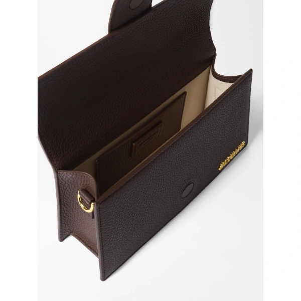 Jacquemus The Large Bambino Grained Bag in Dark Brown | Shoulder & Crossbody Bags | Coveti