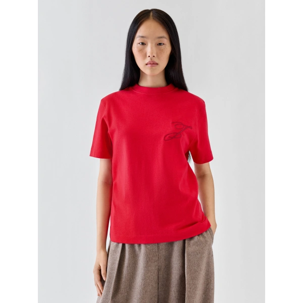 Jacquemus The Logo T-Shirt in Red | T-shirts | Coveti