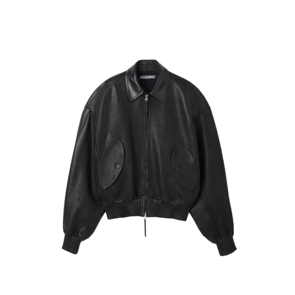 The Losange Leather Jacket in Black
