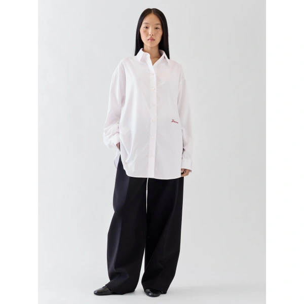 Jacquemus The Man's Shirt in Stripe Pink and White | Shirts | Coveti