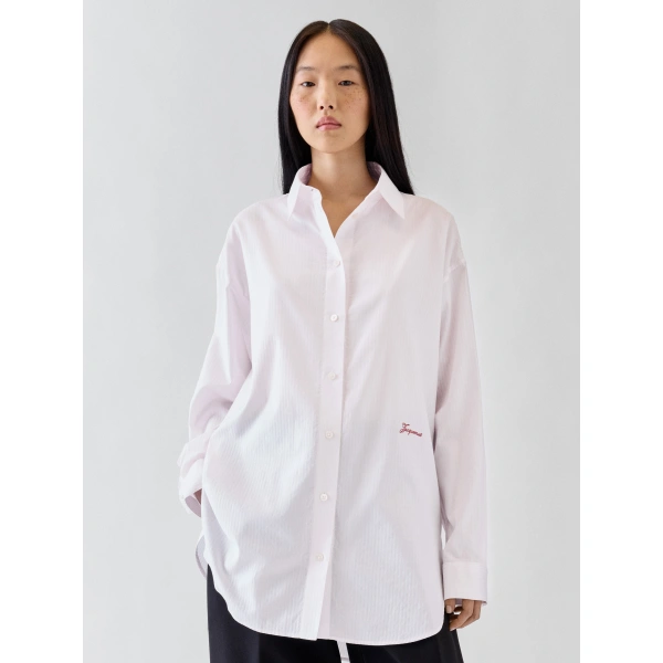 Jacquemus The Man's Shirt in Stripe Pink and White | Shirts | Coveti