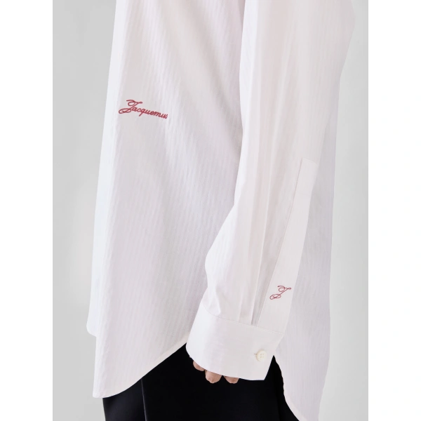Jacquemus The Man's Shirt in Stripe Pink and White | Shirts | Coveti